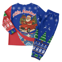 Cuba Christmas Pajama Set with Santa Driving Classic Car Cuban Seal Feliz Navidad and Holiday Gift - Wonder Print Shop