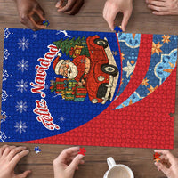 Cuba Christmas Puzzle with Santa Driving Classic Car Cuban Seal Feliz Navidad and Holiday Gift - Wonder Print Shop