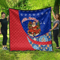 Cuba Christmas Quilt with Santa Driving Classic Car Cuban Seal Feliz Navidad and Holiday Gift - Wonder Print Shop