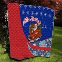 Cuba Christmas Quilt with Santa Driving Classic Car Cuban Seal Feliz Navidad and Holiday Gift - Wonder Print Shop