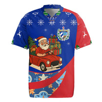 Cuba Christmas Rugby Jersey with Santa Driving Classic Car Cuban Seal Feliz Navidad and Holiday Gift - Wonder Print Shop