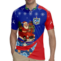 Cuba Christmas Rugby Jersey with Santa Driving Classic Car Cuban Seal Feliz Navidad and Holiday Gift - Wonder Print Shop