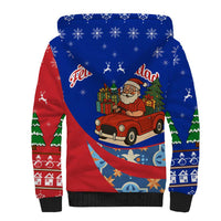 Cuba Christmas Sherpa Hoodie with Santa Driving Classic Car Cuban Seal Feliz Navidad and Holiday Gift - Wonder Print Shop