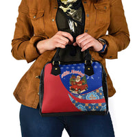 Cuba Christmas Shoulder Handbag with Santa Driving Classic Car Cuban Seal Feliz Navidad and Holiday Gift - Wonder Print Shop