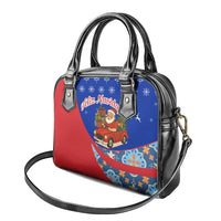 Cuba Christmas Shoulder Handbag with Santa Driving Classic Car Cuban Seal Feliz Navidad and Holiday Gift - Wonder Print Shop