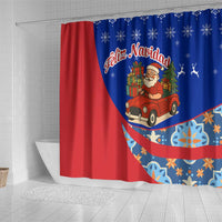 Cuba Christmas Shower Curtain with Santa Driving Classic Car Cuban Seal Feliz Navidad and Holiday Gift - Wonder Print Shop