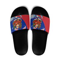 Cuba Christmas Slide Sandals with Santa Driving Classic Car Cuban Seal Feliz Navidad and Holiday Gift - Wonder Print Shop