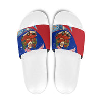Cuba Christmas Slide Sandals with Santa Driving Classic Car Cuban Seal Feliz Navidad and Holiday Gift - Wonder Print Shop