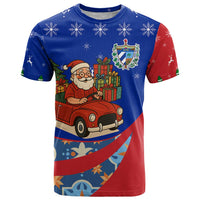 Cuba Christmas T Shirt with Santa Driving Classic Car Cuban Seal Feliz Navidad and Holiday Gift - Wonder Print Shop