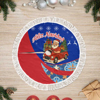 Cuba Christmas Tree Skirt with Santa Driving Classic Car Cuban Seal Feliz Navidad and Holiday Gift - Wonder Print Shop