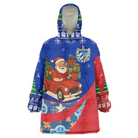 Cuba Christmas Wearable Blanket Hoodie with Santa Driving Classic Car Cuban Seal Feliz Navidad and Holiday Gift - Wonder Print Shop