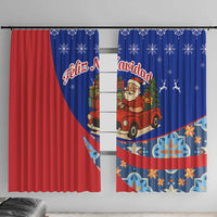 Cuba Christmas Window Curtain with Santa Driving Classic Car Cuban Seal Feliz Navidad and Holiday Gift - Wonder Print Shop