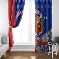 Cuba Christmas Window Curtain with Santa Driving Classic Car Cuban Seal Feliz Navidad and Holiday Gift - Wonder Print Shop