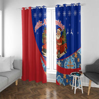 Cuba Christmas Window Curtain with Santa Driving Classic Car Cuban Seal Feliz Navidad and Holiday Gift - Wonder Print Shop