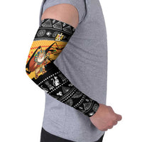 Egypt Christmas Arm Sleeves with Pharaoh Santa Pyramids Eye of Horus and Ancient Egyptian - Wonder Print Shop