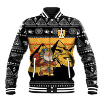 Egypt Christmas Baseball Jacket with Pharaoh Santa Pyramids Eye of Horus and Ancient Egyptian - Wonder Print Shop