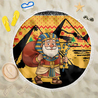Egypt Christmas Beach Blanket with Pharaoh Santa Pyramids Eye of Horus and Ancient Egyptian - Wonder Print Shop