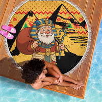 Egypt Christmas Beach Blanket with Pharaoh Santa Pyramids Eye of Horus and Ancient Egyptian - Wonder Print Shop