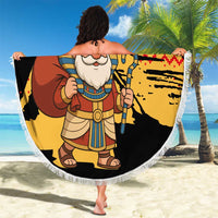 Egypt Christmas Beach Blanket with Pharaoh Santa Pyramids Eye of Horus and Ancient Egyptian - Wonder Print Shop
