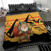 Egypt Christmas Bedding Set with Pharaoh Santa Pyramids Eye of Horus and Ancient Egyptian - Wonder Print Shop
