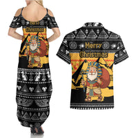 Egypt Christmas Couples Matching Summer Maxi Dress and Hawaiian Shirt with Pharaoh Santa Pyramids Eye of Horus and Ancient Egyptian - Wonder Print Shop