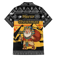 Egypt Christmas Family Matching Short Sleeve Bodycon Dress and Hawaiian Shirt with Pharaoh Santa Pyramids Eye of Horus and Ancient Egyptian - Wonder Print Shop