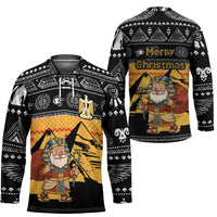 Egypt Christmas Hockey Jersey with Pharaoh Santa Pyramids Eye of Horus and Ancient Egyptian - Wonder Print Shop