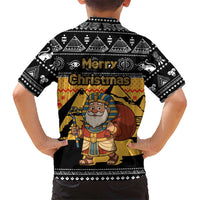Egypt Christmas Kid Hawaiian Shirt with Pharaoh Santa Pyramids Eye of Horus and Ancient Egyptian - Wonder Print Shop