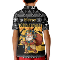 Egypt Christmas Kid Polo Shirt with Pharaoh Santa Pyramids Eye of Horus and Ancient Egyptian - Wonder Print Shop