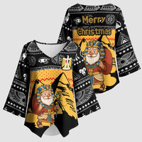 Egypt Christmas Kimono Sleeve Blouse with Pharaoh Santa Pyramids Eye of Horus and Ancient Egyptian - Wonder Print Shop