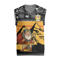 Egypt Christmas Knitted V-Neck Vest with Pharaoh Santa Pyramids Eye of Horus and Ancient Egyptian - Wonder Print Shop