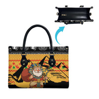 Egypt Christmas Leather Bag with Pharaoh Santa Pyramids Eye of Horus and Ancient Egyptian - Wonder Print Shop