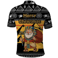 Egypt Christmas Polo Shirt with Pharaoh Santa Pyramids Eye of Horus and Ancient Egyptian - Wonder Print Shop