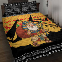 Egypt Christmas Quilt Bed Set with Pharaoh Santa Pyramids Eye of Horus and Ancient Egyptian - Wonder Print Shop