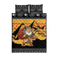 Egypt Christmas Quilt Bed Set with Pharaoh Santa Pyramids Eye of Horus and Ancient Egyptian - Wonder Print Shop