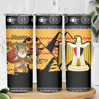 Egypt Christmas Skinny Tumbler with Pharaoh Santa Pyramids Eye of Horus and Ancient Egyptian - Wonder Print Shop