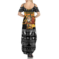 Egypt Christmas Summer Maxi Dress with Pharaoh Santa Pyramids Eye of Horus and Ancient Egyptian - Wonder Print Shop