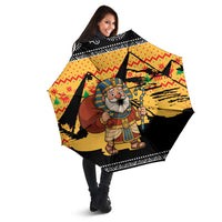 Egypt Christmas Umbrella with Pharaoh Santa Pyramids Eye of Horus and Ancient Egyptian - Wonder Print Shop