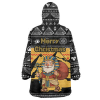 Egypt Christmas Wearable Blanket Hoodie with Pharaoh Santa Pyramids Eye of Horus and Ancient Egyptian - Wonder Print Shop