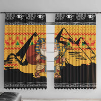 Egypt Christmas Window Curtain with Pharaoh Santa Pyramids Eye of Horus and Ancient Egyptian - Wonder Print Shop