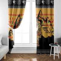 Egypt Christmas Window Curtain with Pharaoh Santa Pyramids Eye of Horus and Ancient Egyptian - Wonder Print Shop