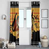 Egypt Christmas Window Curtain with Pharaoh Santa Pyramids Eye of Horus and Ancient Egyptian - Wonder Print Shop