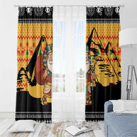 Egypt Christmas Window Curtain with Pharaoh Santa Pyramids Eye of Horus and Ancient Egyptian - Wonder Print Shop