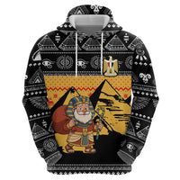 Egypt Christmas Zip Hoodie with Pharaoh Santa Pyramids Eye of Horus and Ancient Egyptian - Wonder Print Shop