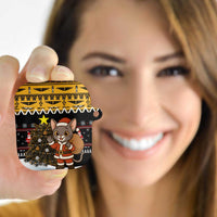 Egypt Christmas AirPods Case with Santa Cat Sleigh Reindeer Christmas Tree and Ancient Hieroglyphic - Wonder Print Shop