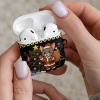 Egypt Christmas AirPods Case with Santa Cat Sleigh Reindeer Christmas Tree and Ancient Hieroglyphic - Wonder Print Shop
