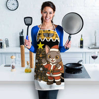 Egypt Christmas Apron with Santa Cat Sleigh Reindeer Christmas Tree and Ancient Hieroglyphic - Wonder Print Shop