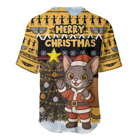 Egypt Christmas Baseball Jersey with Santa Cat Sleigh Reindeer Christmas Tree and Ancient Hieroglyphic - Wonder Print Shop