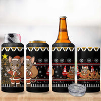 Egypt Christmas 4 in 1 Can Cooler Tumbler with Santa Cat Sleigh Reindeer Christmas Tree and Ancient Hieroglyphic - Wonder Print Shop