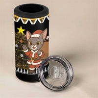 Egypt Christmas 4 in 1 Can Cooler Tumbler with Santa Cat Sleigh Reindeer Christmas Tree and Ancient Hieroglyphic - Wonder Print Shop